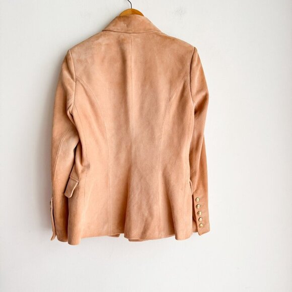 L'Agence Nude Beige Double Breasted Suede Goatskin Blazer 6 - Picture 6 of 14